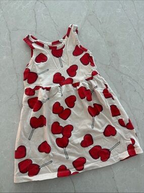 H&M Cream Tank Top Dress with Red Lollipop Print